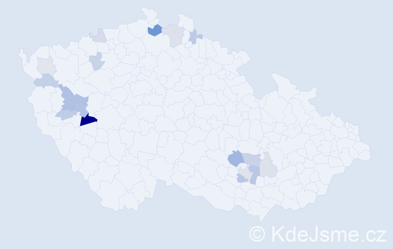Příjmení: 'Tofl', počet výskytů 39 v celé ČR