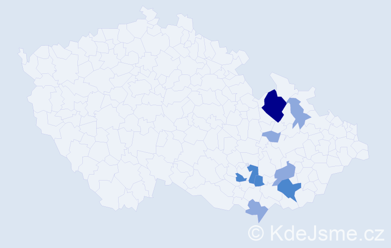 Příjmení: 'Kauf', počet výskytů 15 v celé ČR