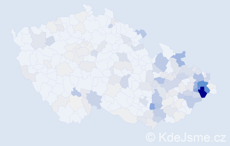 Příjmení: 'Závodný', počet výskytů 519 v celé ČR