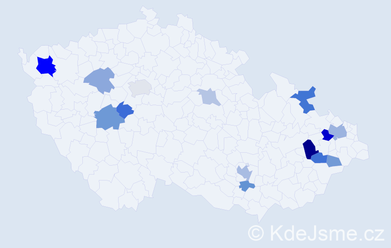 Příjmení: 'Gregorková', počet výskytů 29 v celé ČR