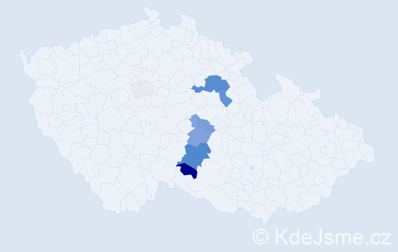 Příjmení: 'Freibauerová', počet výskytů 21 v celé ČR