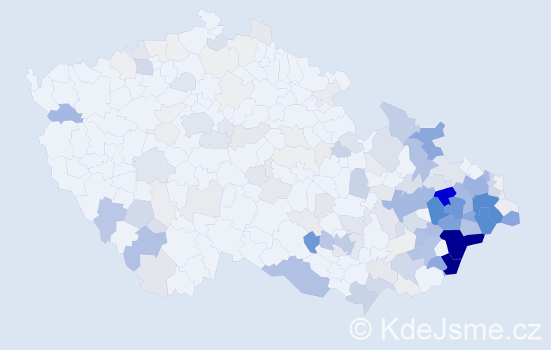 Příjmení: 'Juřica', počet výskytů 844 v celé ČR