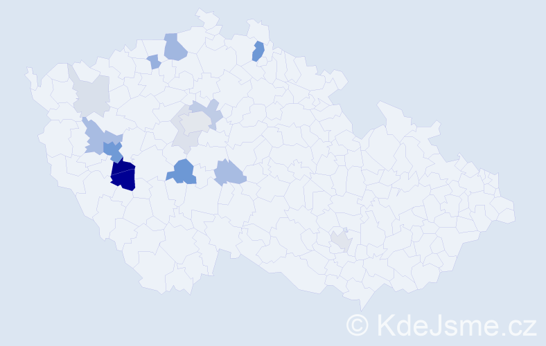 Příjmení: 'Sutnarová', počet výskytů 43 v celé ČR