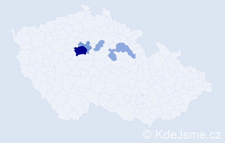 Příjmení: 'Nesl', počet výskytů 13 v celé ČR