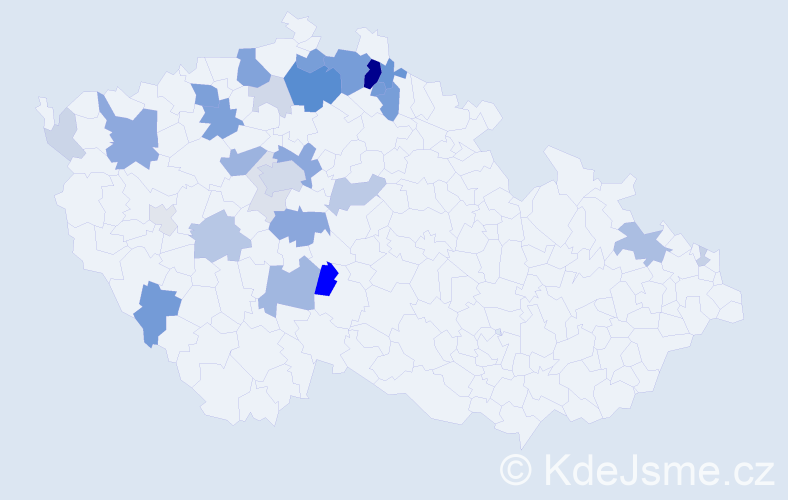 Příjmení: 'Štekrová', počet výskytů 96 v celé ČR