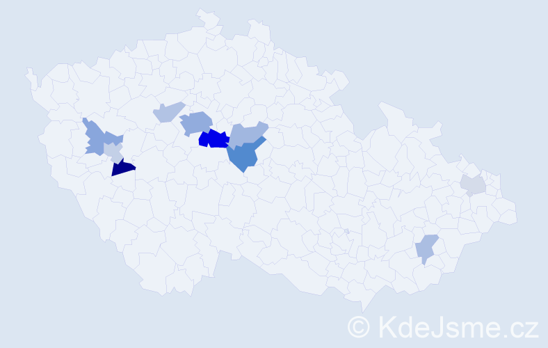 Příjmení: 'Čadinová', počet výskytů 24 v celé ČR