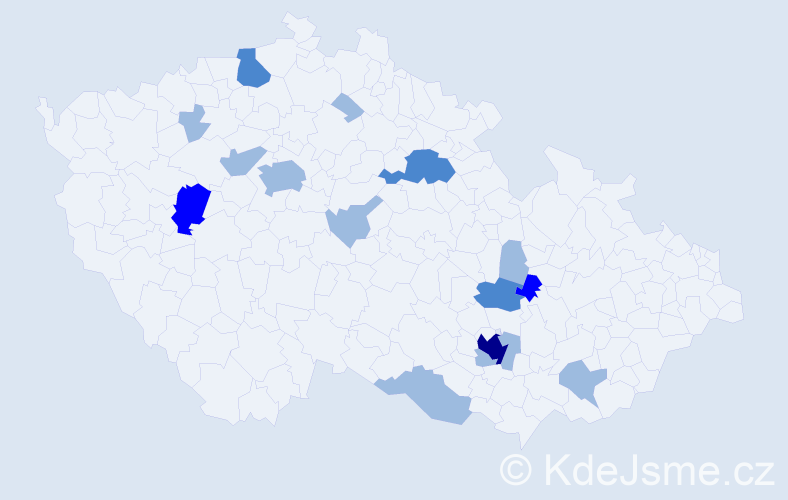 Příjmení: 'Kolinská', počet výskytů 25 v celé ČR