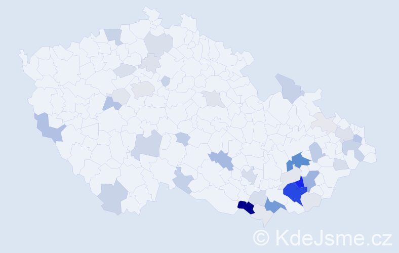 Příjmení: 'Hlavačka', počet výskytů 158 v celé ČR