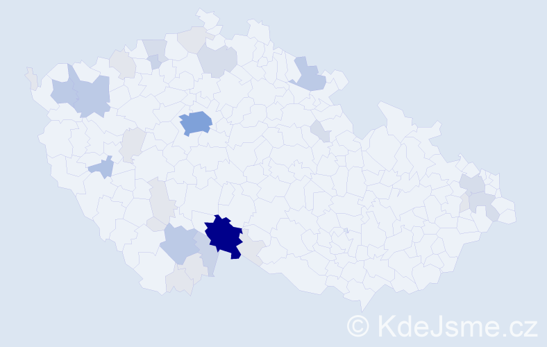 Příjmení: 'Punda', počet výskytů 95 v celé ČR