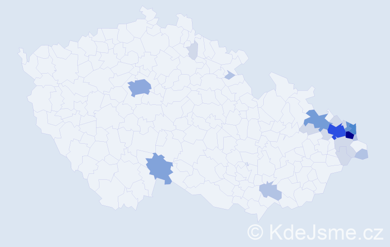 Příjmení: 'Kornas', počet výskytů 67 v celé ČR
