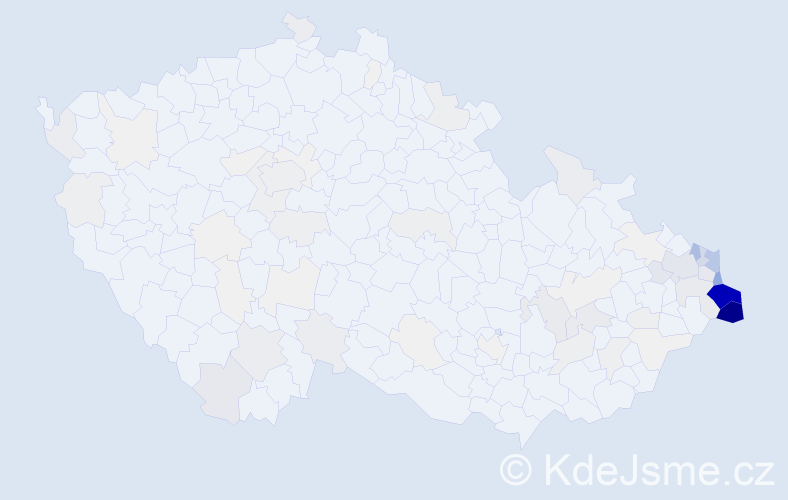 Příjmení: 'Cieslar', počet výskytů 478 v celé ČR