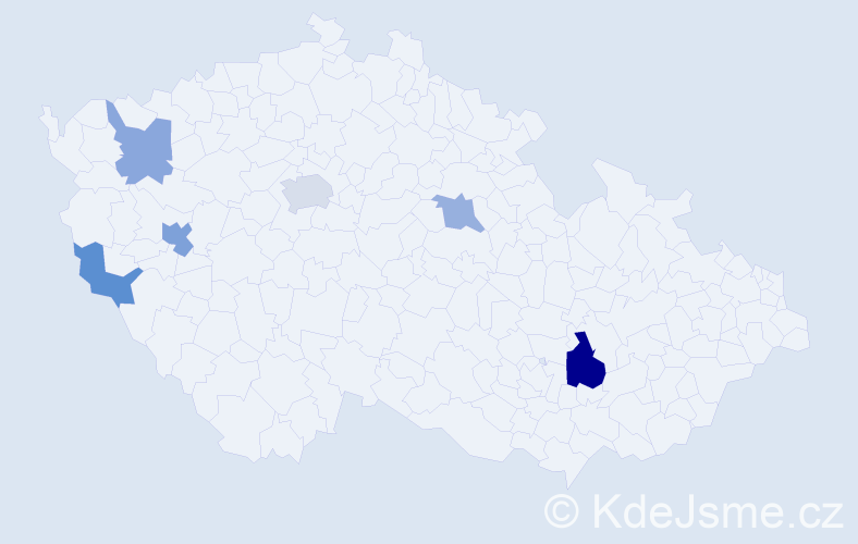 Příjmení: 'Dorková', počet výskytů 10 v celé ČR