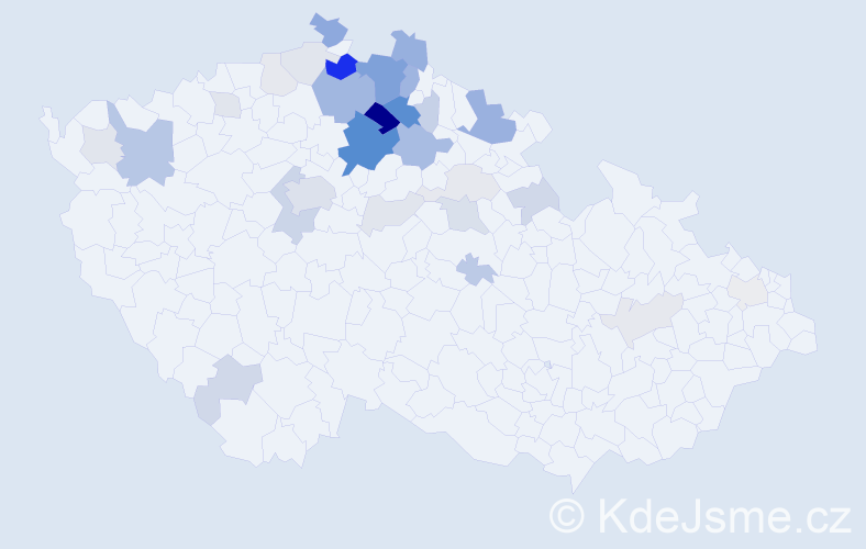 Příjmení: 'Koštejn', počet výskytů 105 v celé ČR