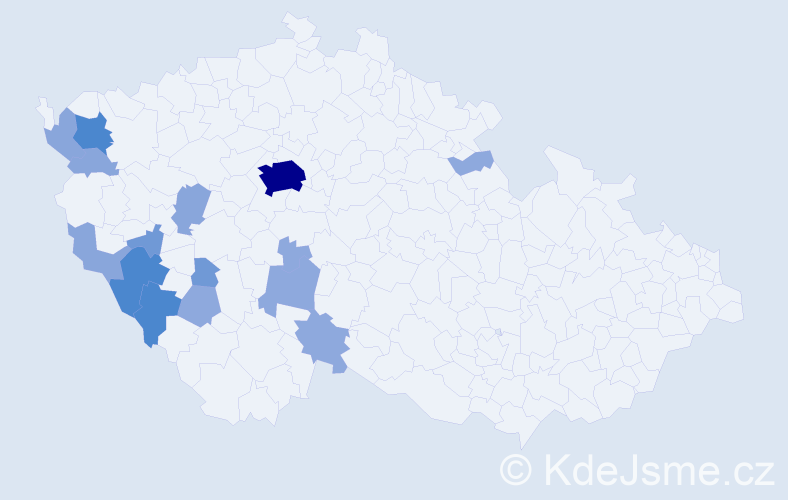 Příjmení: 'Prančl', počet výskytů 40 v celé ČR