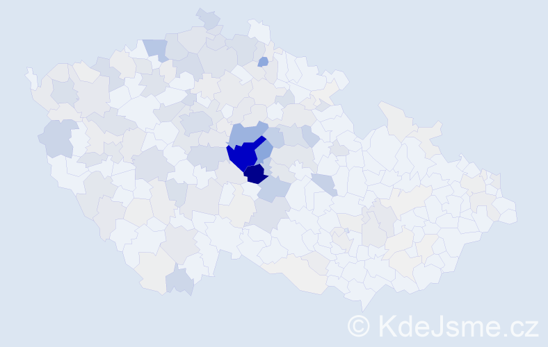Příjmení: 'Tvrdíková', počet výskytů 884 v celé ČR