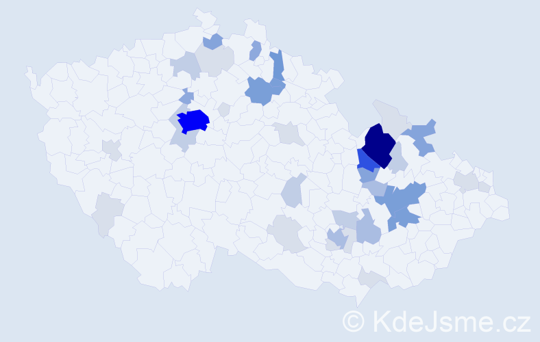 Příjmení: 'Holouš', počet výskytů 135 v celé ČR