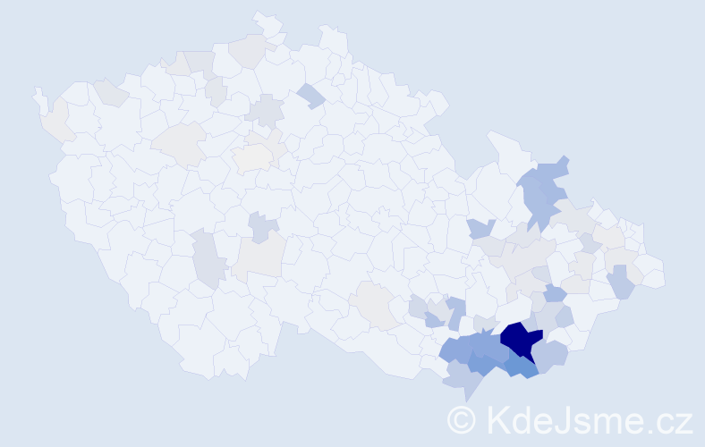 Příjmení: 'Křiváková', počet výskytů 288 v celé ČR