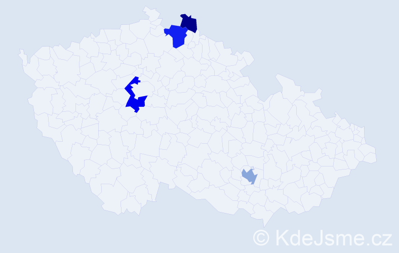 Příjmení: 'Kedaj', počet výskytů 9 v celé ČR