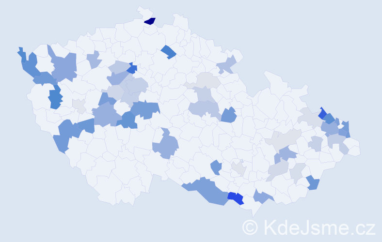Příjmení: 'Lehocká', počet výskytů 134 v celé ČR