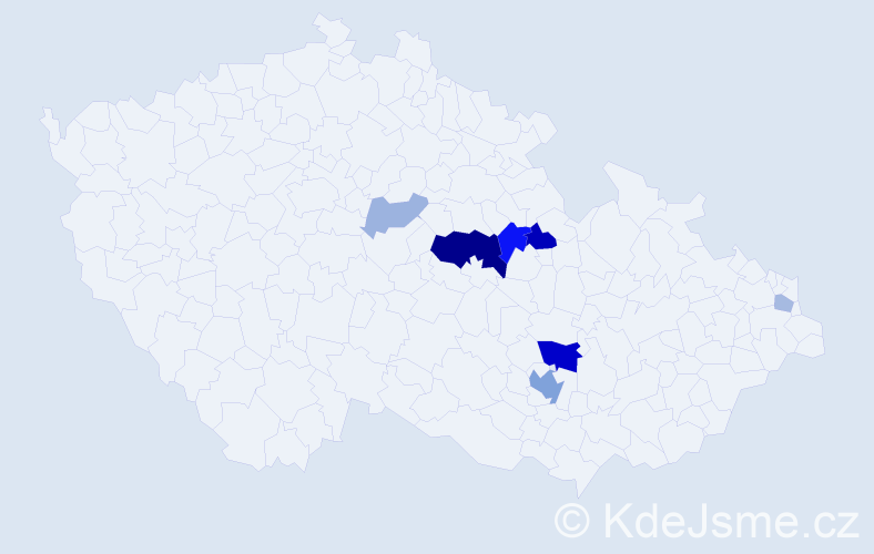 Příjmení: 'Tererová', počet výskytů 21 v celé ČR