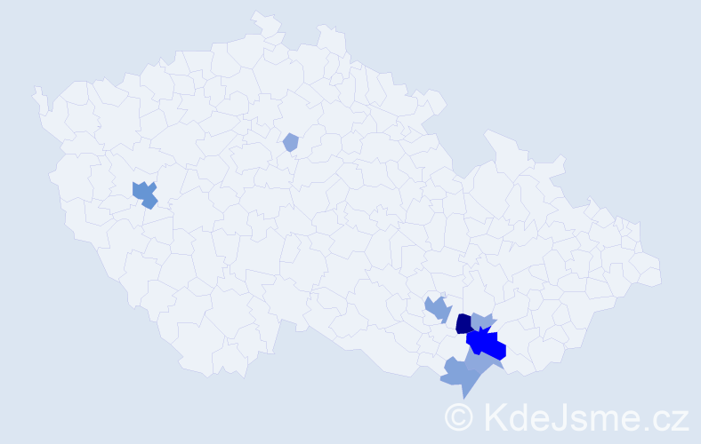 Příjmení: 'Čamlíková', počet výskytů 24 v celé ČR
