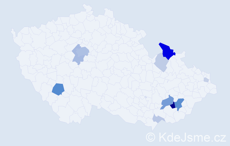Příjmení: 'Mičák', počet výskytů 39 v celé ČR