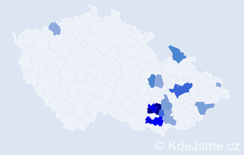 Příjmení: 'Mezuláník', počet výskytů 47 v celé ČR