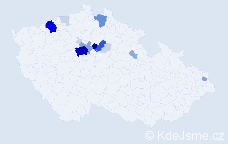 Příjmení: 'Tržická', počet výskytů 60 v celé ČR