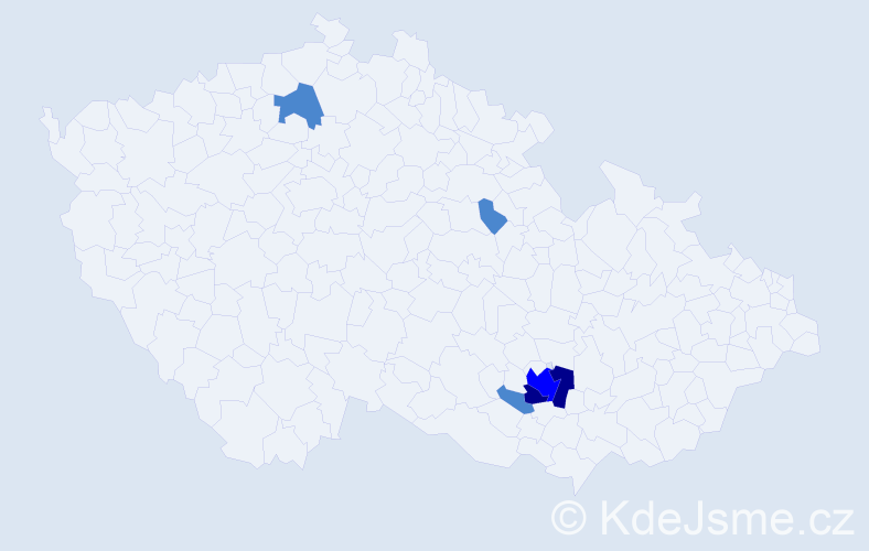 Příjmení: 'Pinčiar', počet výskytů 8 v celé ČR