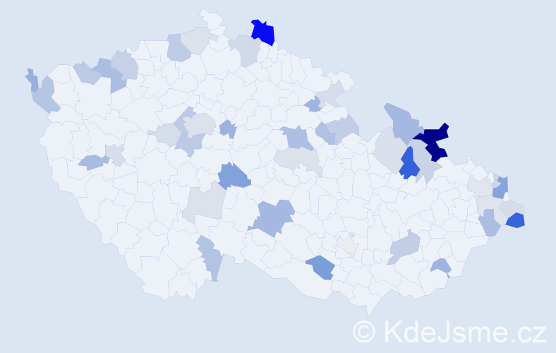 Příjmení: 'Petrek', počet výskytů 101 v celé ČR