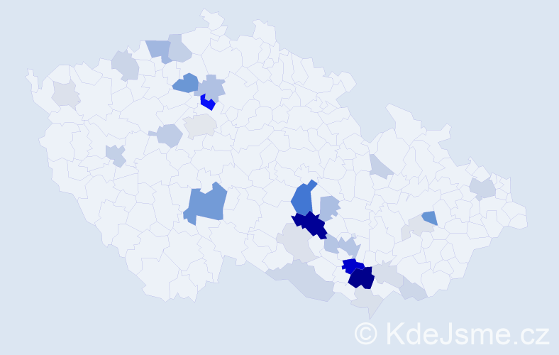 Příjmení: 'Klobása', počet výskytů 113 v celé ČR