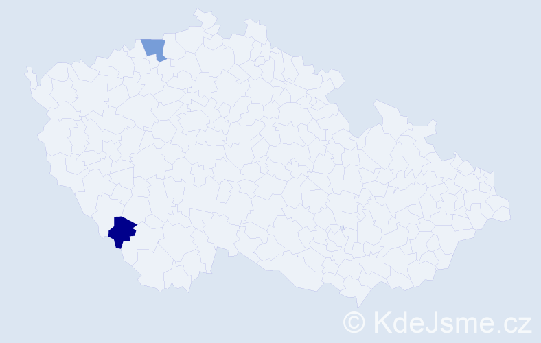 Příjmení: 'Vujtová', počet výskytů 5 v celé ČR
