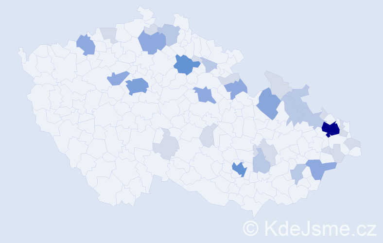 Příjmení: 'Dědicová', počet výskytů 87 v celé ČR