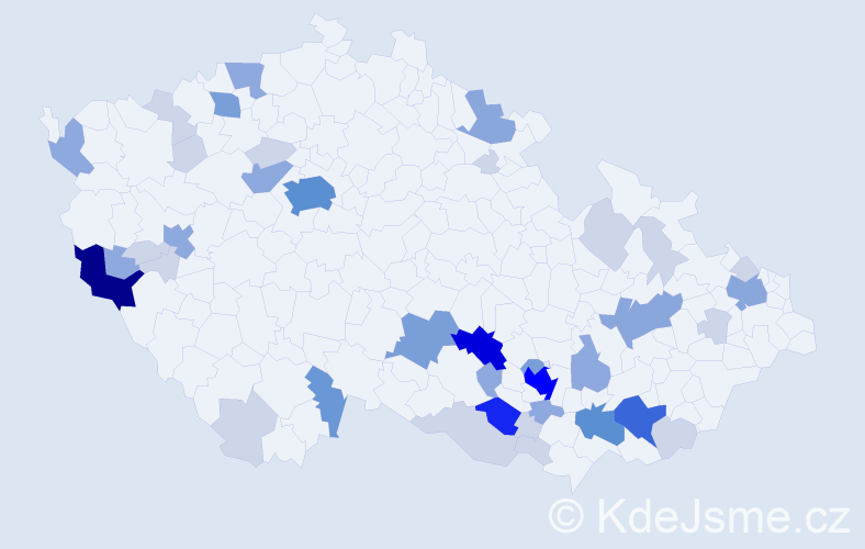 Příjmení: 'Kozina', počet výskytů 124 v celé ČR