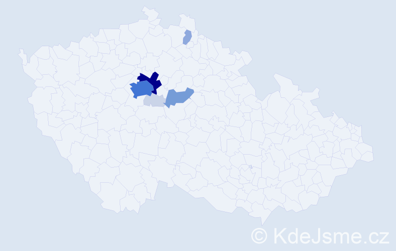 Příjmení: 'Podval', počet výskytů 27 v celé ČR