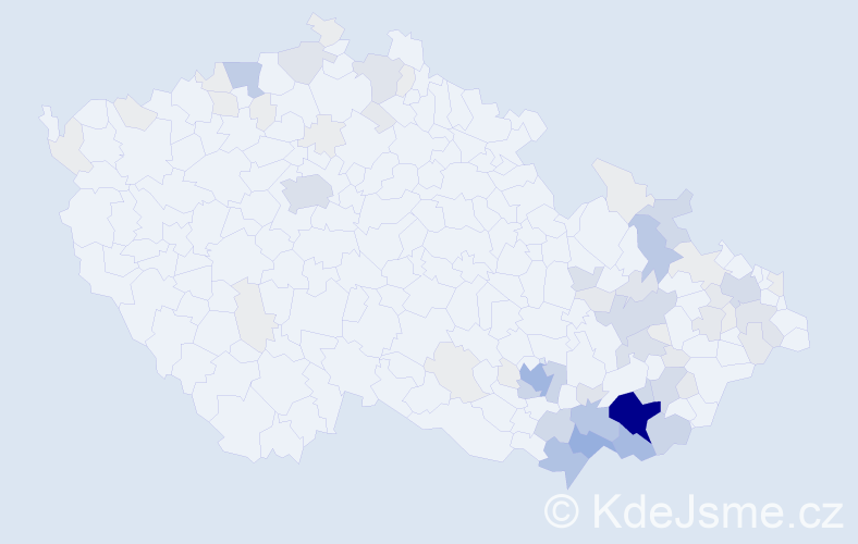 Příjmení: 'Křivák', počet výskytů 285 v celé ČR