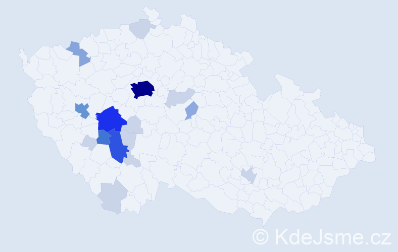 Příjmení: 'Kumhera', počet výskytů 55 v celé ČR