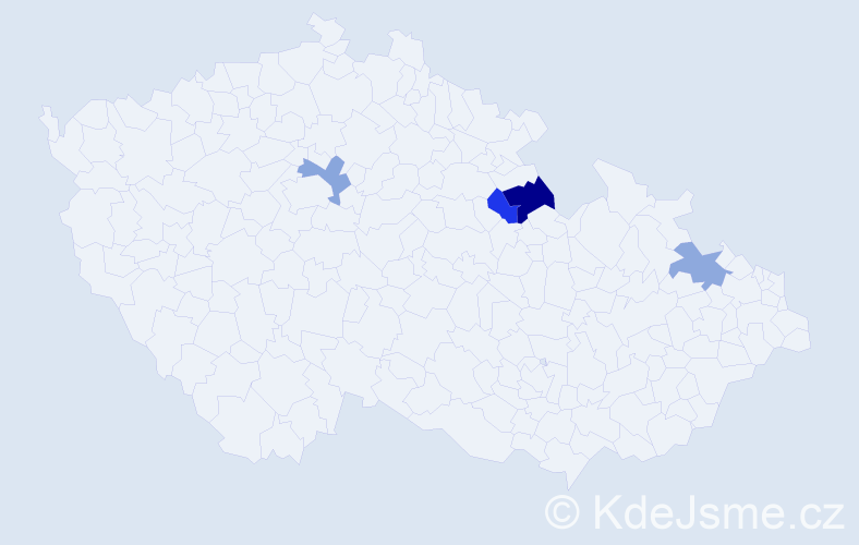 Příjmení: 'Vojková', počet výskytů 5 v celé ČR