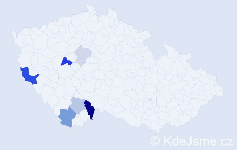 Příjmení: 'Klufová', počet výskytů 23 v celé ČR