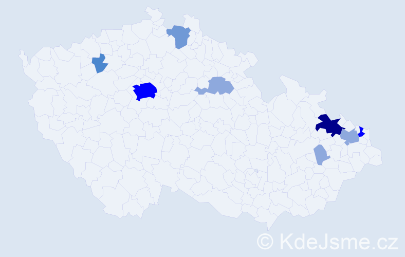 Příjmení: 'Kawan', počet výskytů 22 v celé ČR