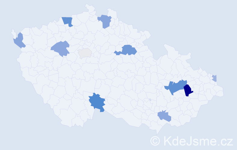 Příjmení: 'Hornik', počet výskytů 22 v celé ČR
