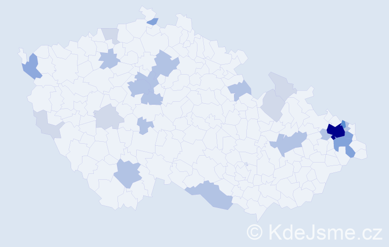 Příjmení: 'Vnenk', počet výskytů 67 v celé ČR