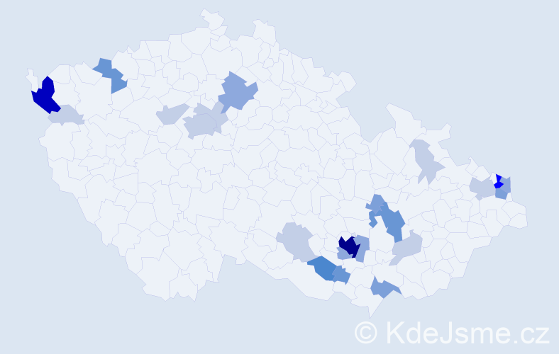 Příjmení: 'Doffek', počet výskytů 69 v celé ČR