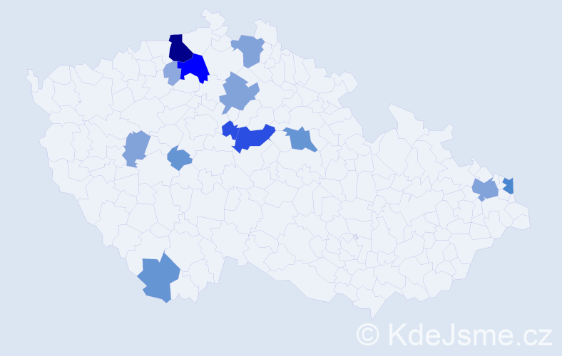 Příjmení: 'Hnida', počet výskytů 46 v celé ČR