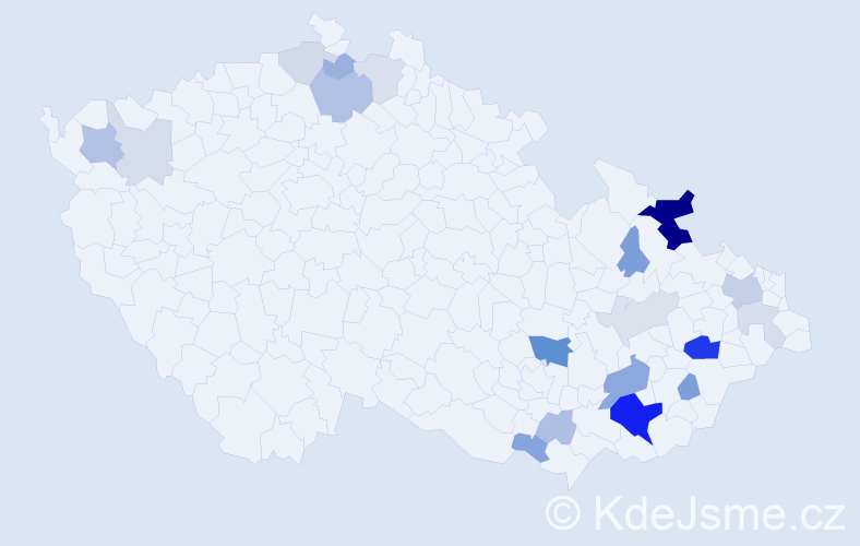 Příjmení: 'Hasmandová', počet výskytů 53 v celé ČR