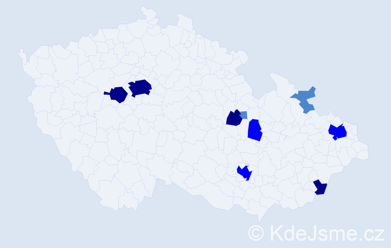 Příjmení: 'Metyš', počet výskytů 20 v celé ČR