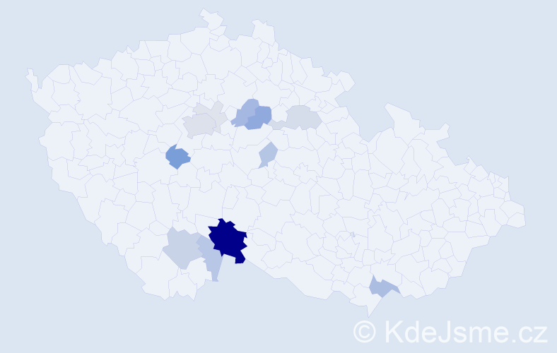 Příjmení: 'Konhefrová', počet výskytů 43 v celé ČR