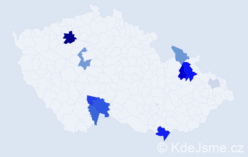 Příjmení: 'Kutlak', počet výskytů 17 v celé ČR