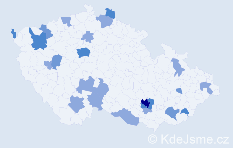 Příjmení: 'Medvěd', počet výskytů 45 v celé ČR