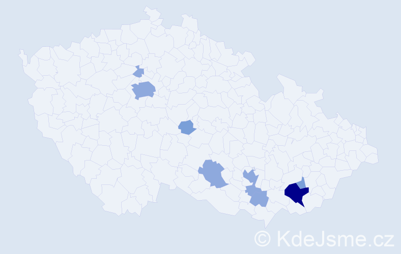 Příjmení: 'Hrňáková', počet výskytů 17 v celé ČR